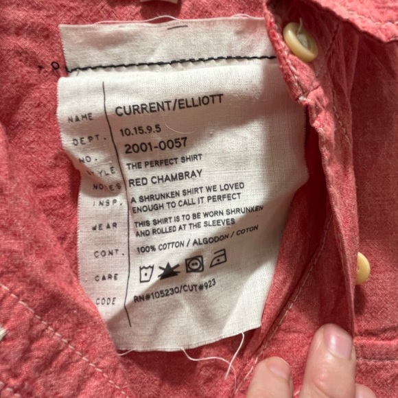 Current/Elliott red chambray shirt in size 1 - Picture 6 of 6